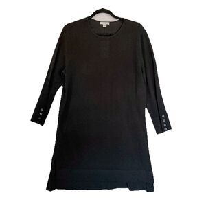 J. Jill NWT Black 100% Merino Wool  Tunic Sweater Size Small 3/4 Length Sleeves